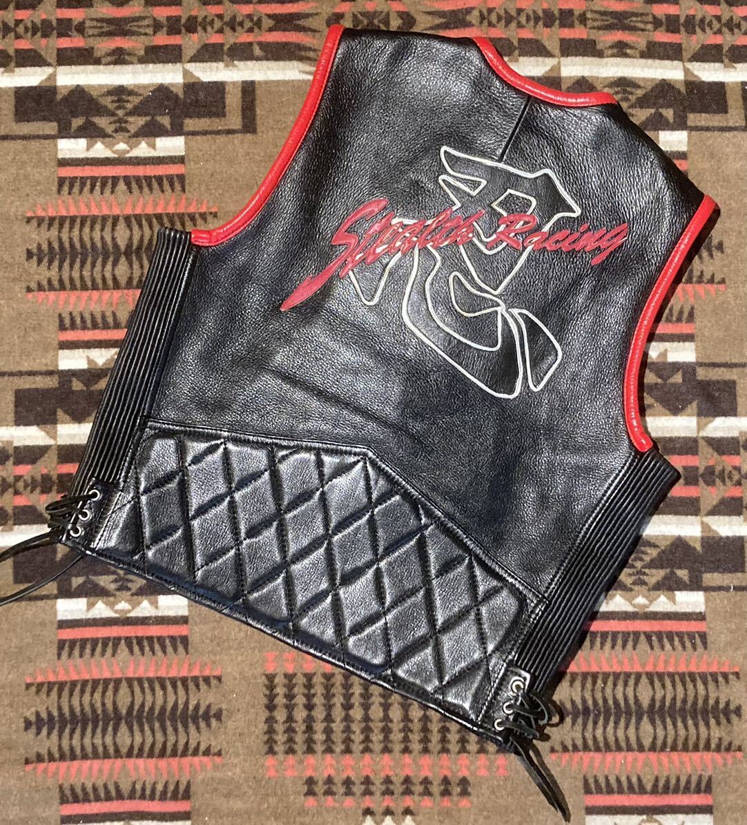 カドヤkadoyaステルスレーシングLLレザーベスト日本製ヘッドファクトリー忍ライダースジャケット革ジャン z287拍卖