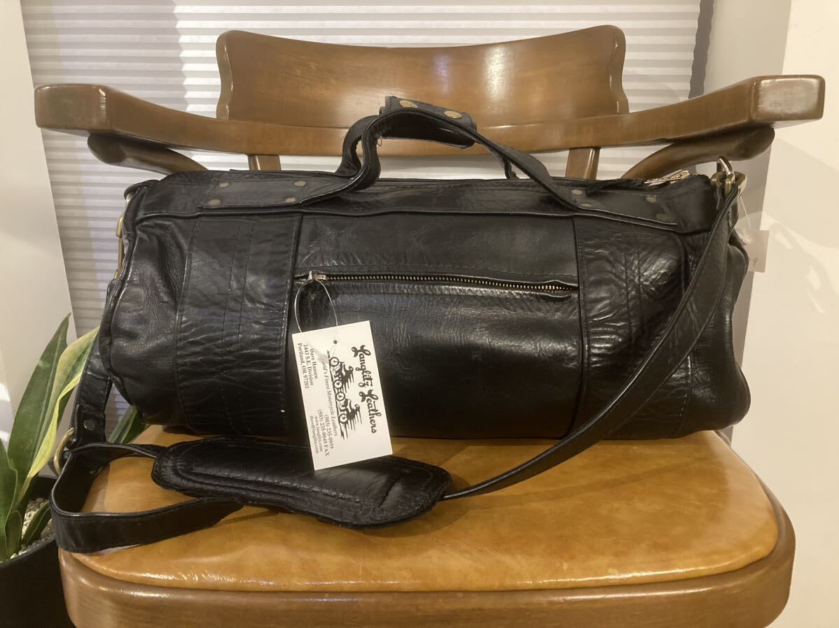 貴重ラングリッツレザー延長ストラップ付き旅行鞄トラベルバッグ レザーバッグ本革ショルダーバッグ黒ドラム型ボストン型z89拍卖