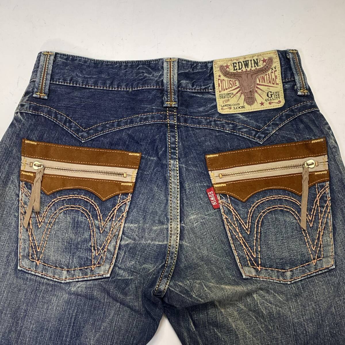 雰囲気抜群 美ひげ ユーズド加工 日本製 EDWIN EXCLUSIVE VINTAGE エドウィン 464XVS ウエスタン加工 デニム ジーンズ W30/F378拍卖