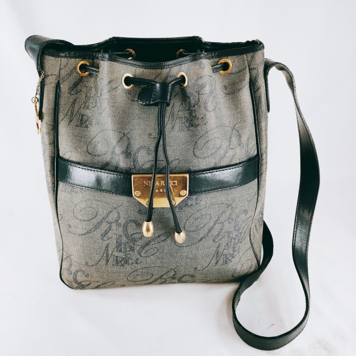 Nina Ricci ニナリッチ ショルダーバッグ 肩掛け 斜めがけ バケツ型 グレー系 ヴィンテージ レトロ ショルダー ハンド トート 鞄 D-10拍卖