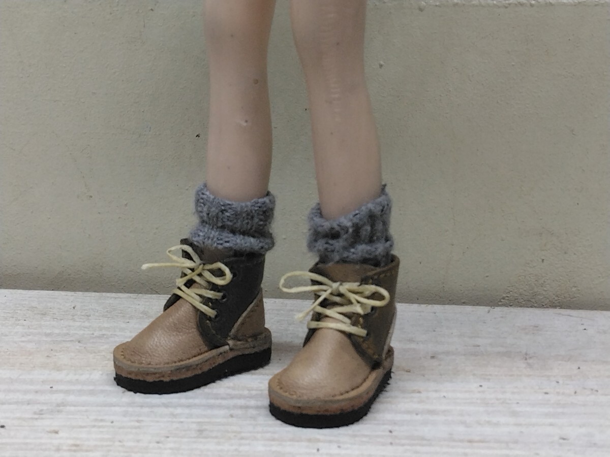 ネオブライス ピュアニーモ ICドール リカちゃん オビツ プーリップ モンスト ハンドメイド本革 レースアップブーツ ゴム底48拍卖