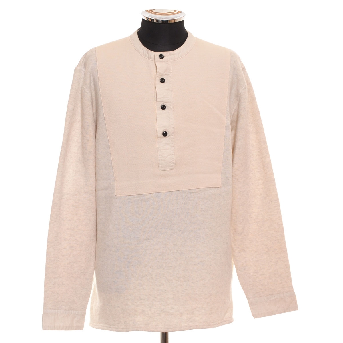 ●513291 BLUE BLUE ブルーブルー ●ワークヘンリーネックシャツ スウェットシャツ 700083-757 サイズ2 メンズ 日本製 ホワイト拍卖