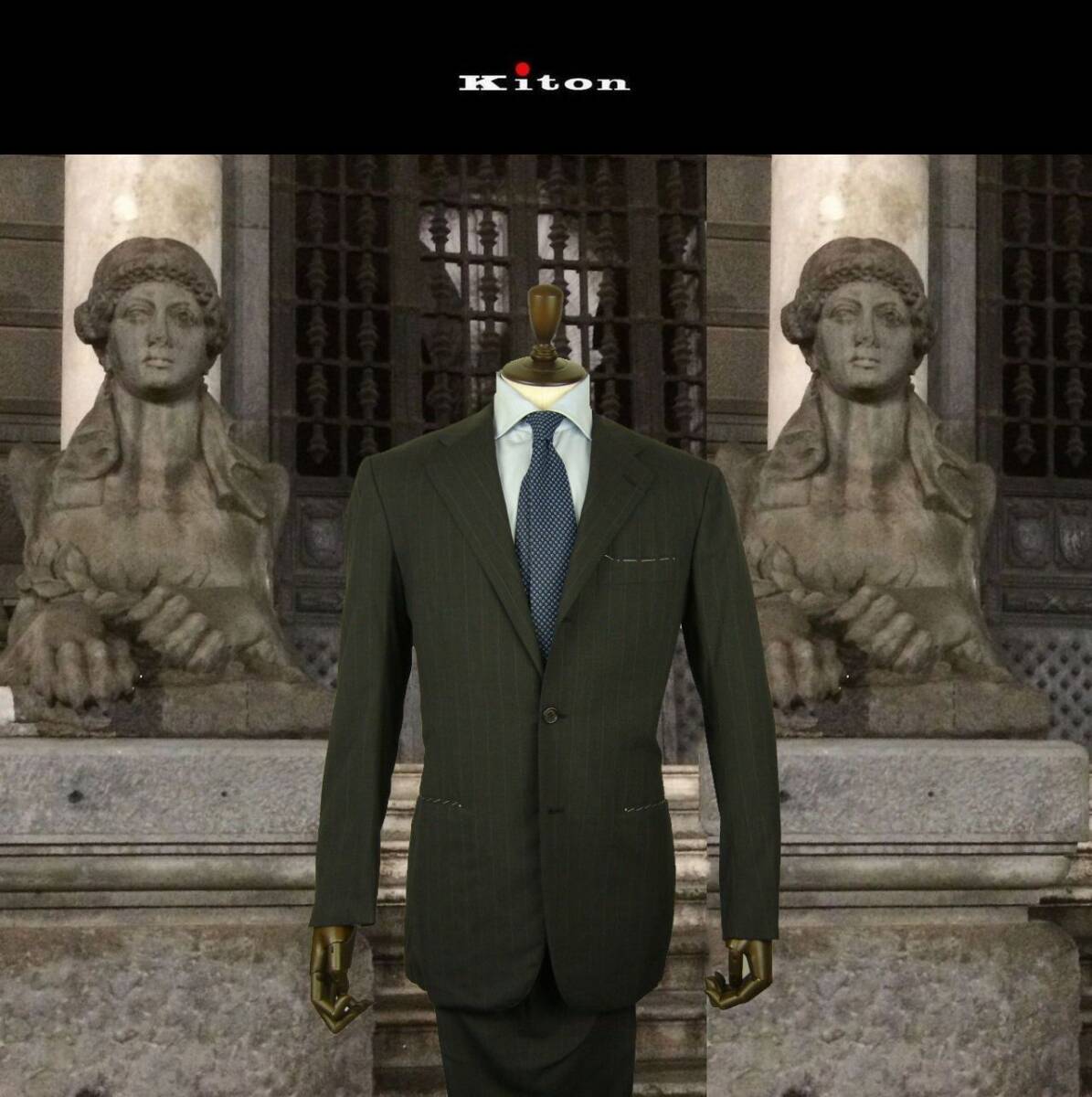 kiton キートン ナチョラルで優雅!最高のクオリティを追求するナポリの芸術品!14ミクロンスーツ 48R拍卖