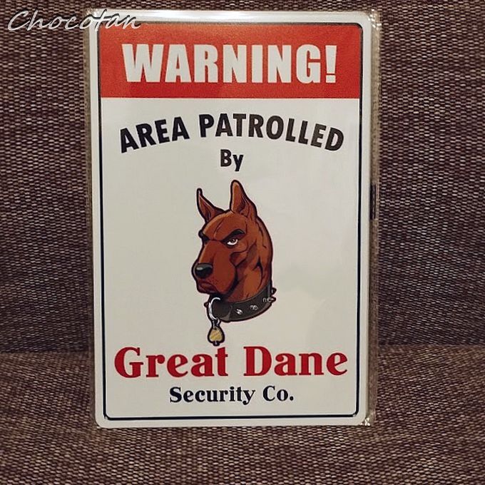 【送料無料】Great Dane グレートデン ② 要注意 メタルサインプレート【新品】拍卖