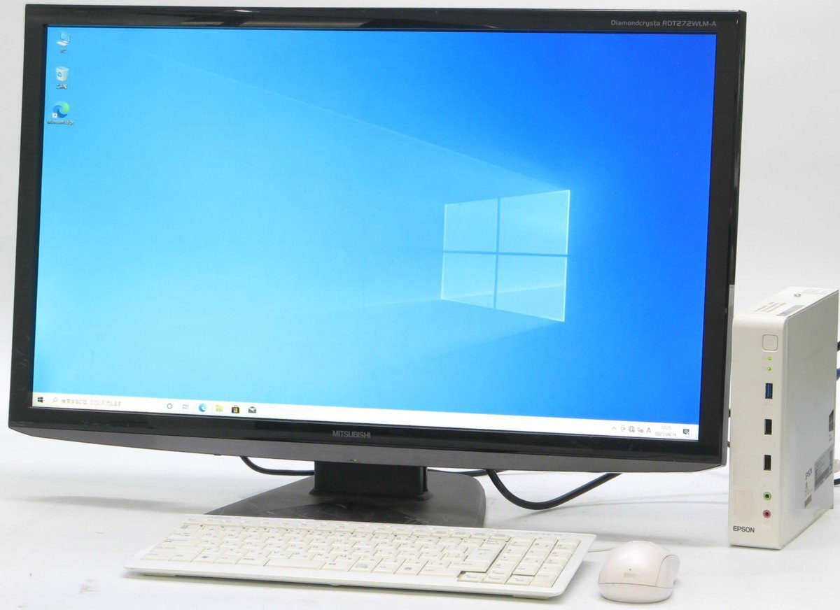 EPSON Endeavor ST11E ■ 27インチ 液晶セット ■ AMD E2-6110/SSD/省スペース/コンパクト/Windows10 デスクトップ拍卖