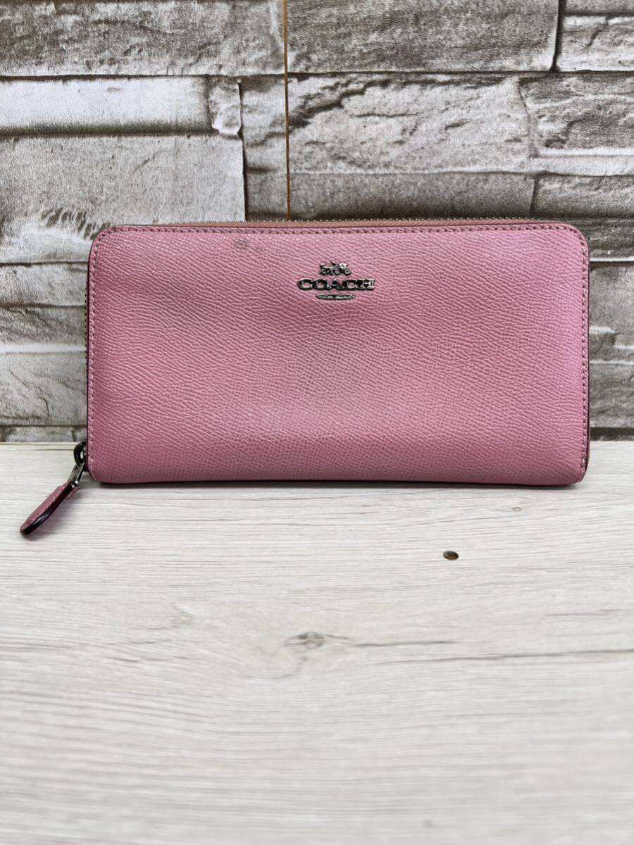 COACH コーチ 長財布 ピンク レディース拍卖