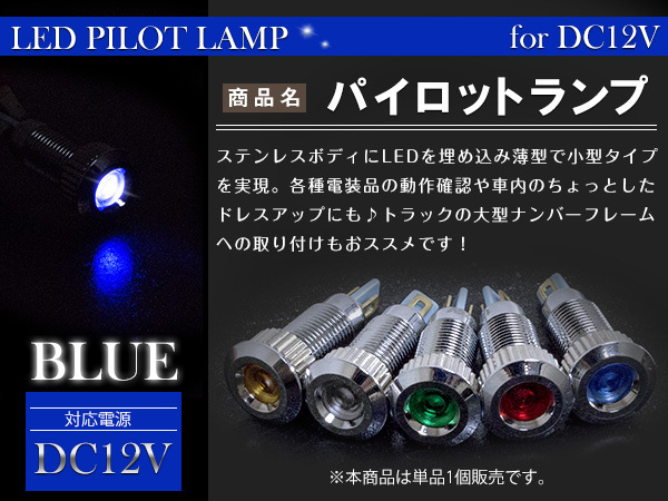 LEDパイロットランプ 12V シルバー×ブルー 埋め込み LED球 LEDバルブ イルミ マルチバルブ 小型 ミニ LED電球 キャンピングカー 等拍卖