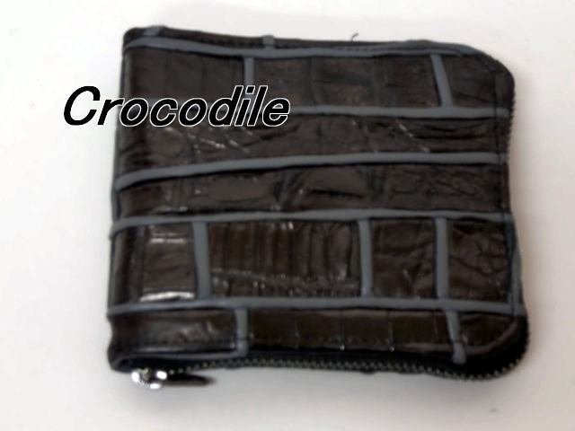 限定一点品 送料無料 257-3クロコダイルデザインワークのラウンドファスナー式の折財布拍卖