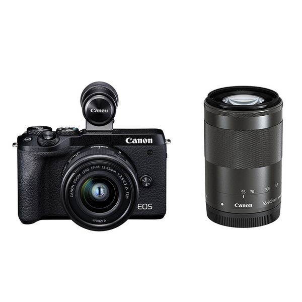 中古 1年保証 美品 Canon EOS M6 Mark II ダブルズーム EVFキット ブラック拍卖
