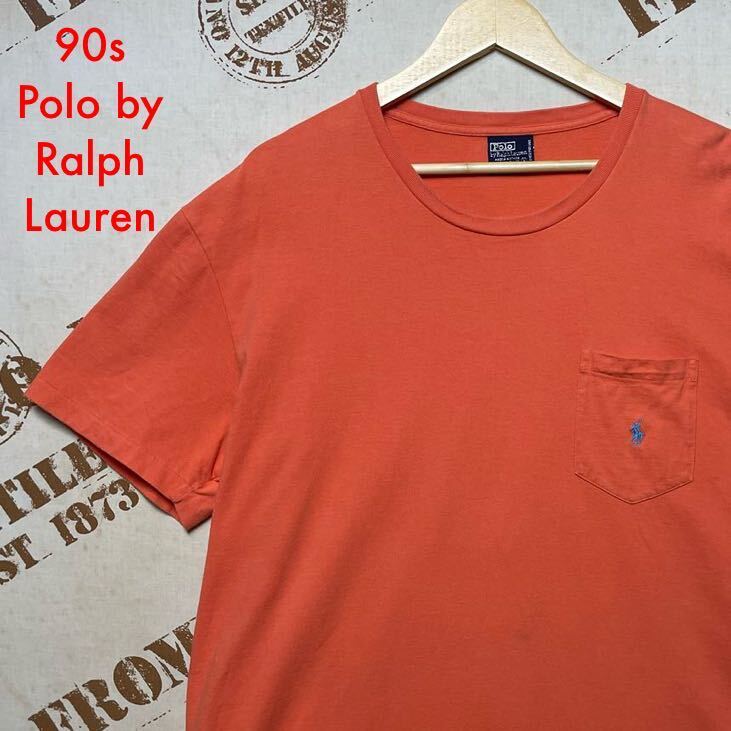 90s USA企画 Polo by Ralph Lauren ポケット Tシャツ 90年代 ポロバイラルフローレン 半袖 刺繍ワンポイント ポケT オールド ビンテージ拍卖