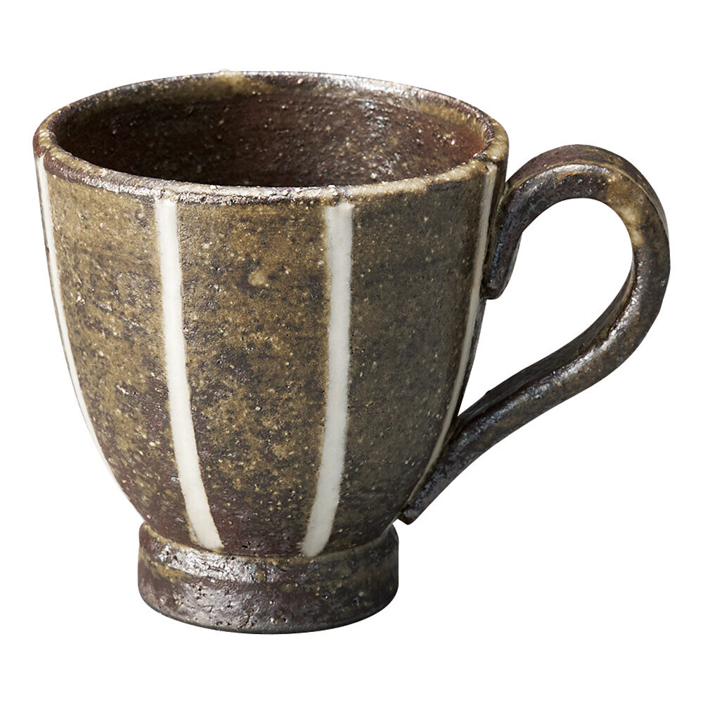 信楽焼! ☆ライン・マグカップ☆ 3-4442 新品 紅茶 ミルク ラテ エスプレッソ カプチーノ 茶器 ギフト拍卖