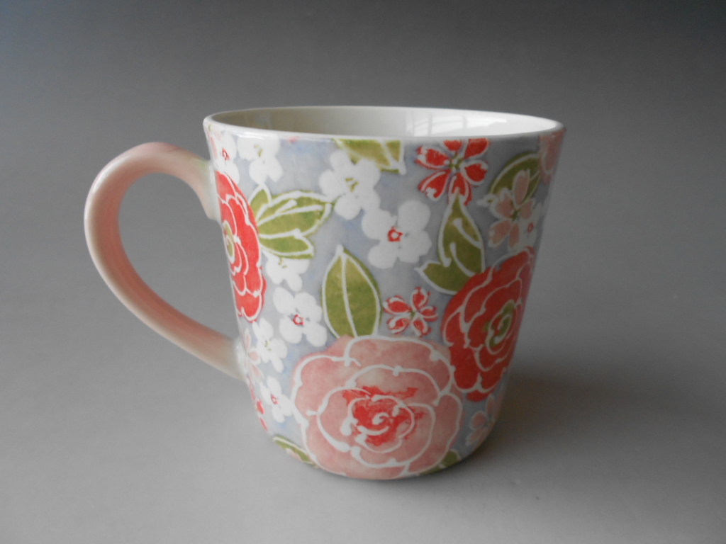 美濃焼! ☆色絵バラ・ピンクマグカップ☆ V4032-3 新品 コーヒー 紅茶 ミルク ラテ エスプレッソ ギフト拍卖