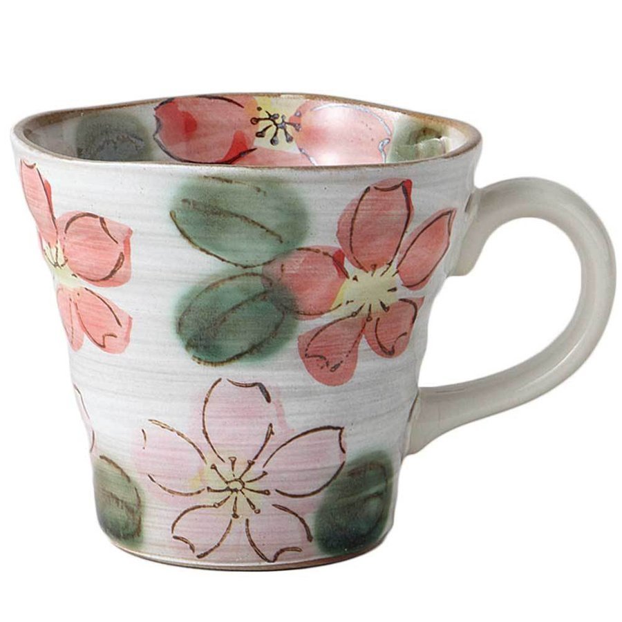 美濃焼! ☆手描き赤桜マグカップ☆ V4033-3 新品 コーヒー 紅茶 ミルク ラテ エスプレッソ ギフト拍卖