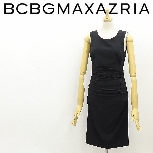 ◆BCBG MAXAZRIA マックスアズリア ROYANA ストレッチ ギャザー ドレープ バックシャン タイト ノースリーブ ワンピース 黒 ブラック 2.拍卖