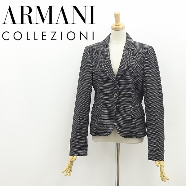 美品 国内正規品◆ARMANI COLLEZIONI アルマーニ コレッツォーニ バーズアイ ウール 3釦 ジャケット 40拍卖