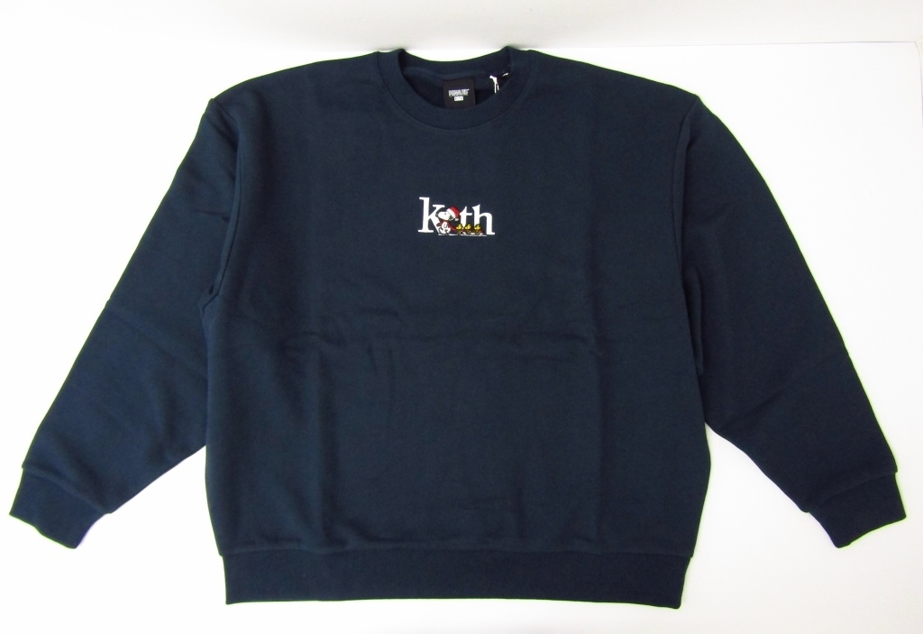 KITH × Peanuts Serif Crewneck スヌーピー クルーネック スウェット XL ネイビー メンズ ◆FG7154拍卖