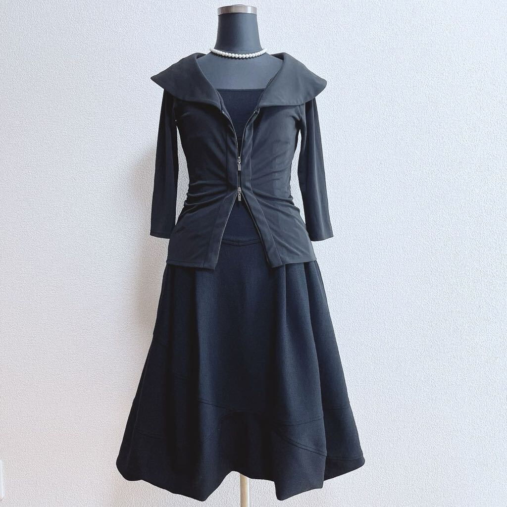 FOXEY フォクシー◆マジックドレス Wジップカーディガン セット40 黒◆フォクシーNY フォクシーブティック フィット&フレア拍卖