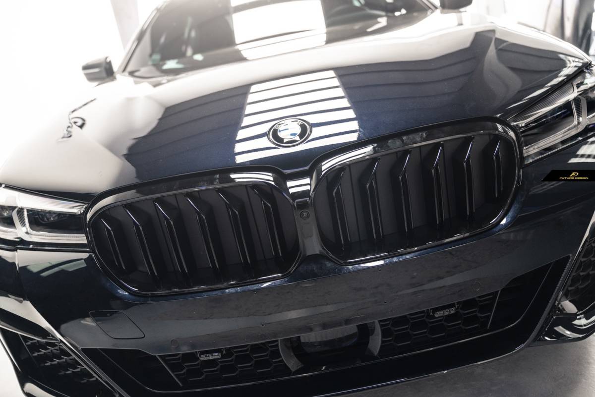 【FUTURE DESIGN】BMW 5シリーズ G30 セダン G31 ツーリング 後期車 フロント用艶ありブラックキドニーグリル センターグリル S2 540 530 M拍卖