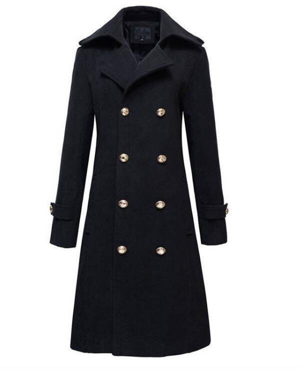 新品秋冬上質ピーコート ダッフルコート メンズ ロング丈コート 黒色 チェスターコート 紳士品 Pコート拍卖