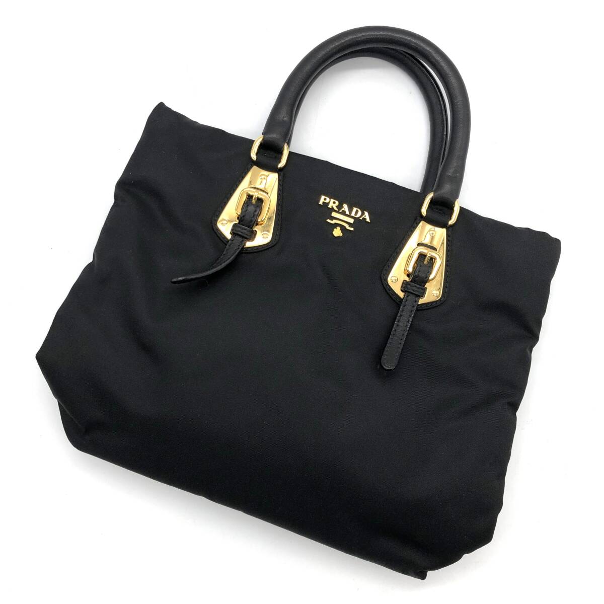 【美品】PRADA BN1584 ミニハンドバッグ ナイロン テスート ネロ ブラック×ゴールド金具 ミニトート ミニバッグ ギャラ付 鞄 プラダ拍卖