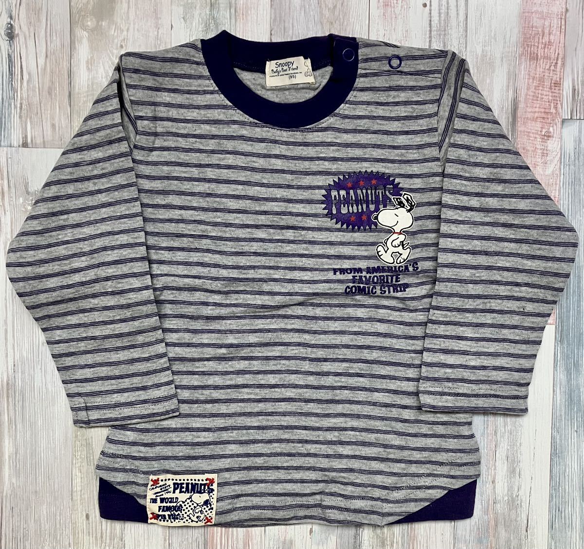 ★【未使用】スヌーピー SNOOPY キッズ トレーナー 95 スウェット 子ども用 ボーダー柄拍卖