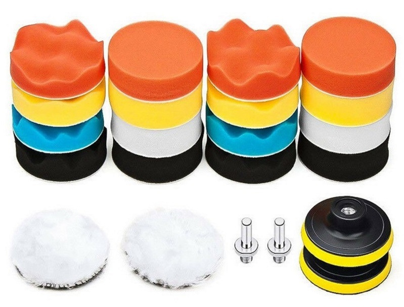送料\500◆22点セット ポリッシャー バフ 80mm 電動ポリッシャー用 電気ドリル インパクトドライバー用 研磨パッド 洗車セット拍卖