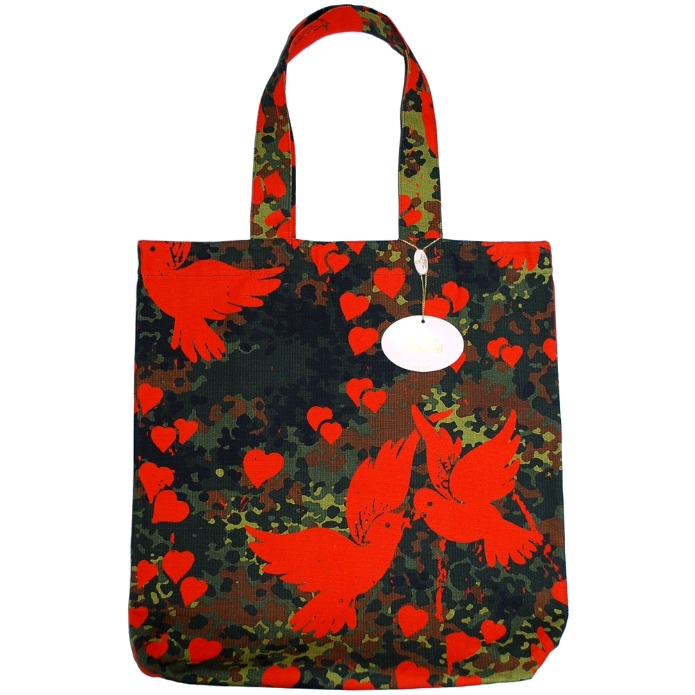 レア★イタリア製★ラブバード★ハート★バッグ★トート★ヴィヴィアンウエストウッド★Vivienne Westwood鳩Lovebirds鳥カモフラージュ迷彩拍卖