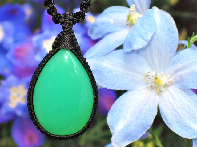 ★癒し系★高品質クリソプレーズ30ct/30mm★ハンドメイド天然石緑玉髄★ネックレスペンダント★宝石ビーズ★kamesan拍卖