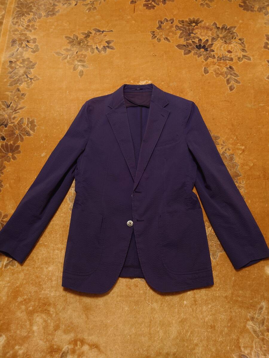 【ESTNATION】エストネーション シアサッカーストレッチネイビージャケット Mサイズ拍卖