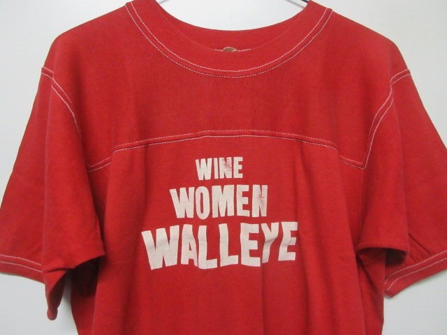 80s USA製 bantam Tシャツ L 赤 フットボール vintage ビンテージ アメカジ 古着 sy1574拍卖