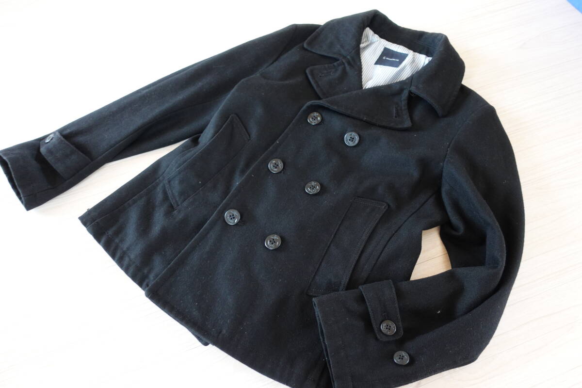 送料無料M【RAGEBLUE】メンズベーシックピーコート★ブラック黒シンプル無地定番ジャケット秋冬防寒レイジブルー通勤通学旅行デート拍卖