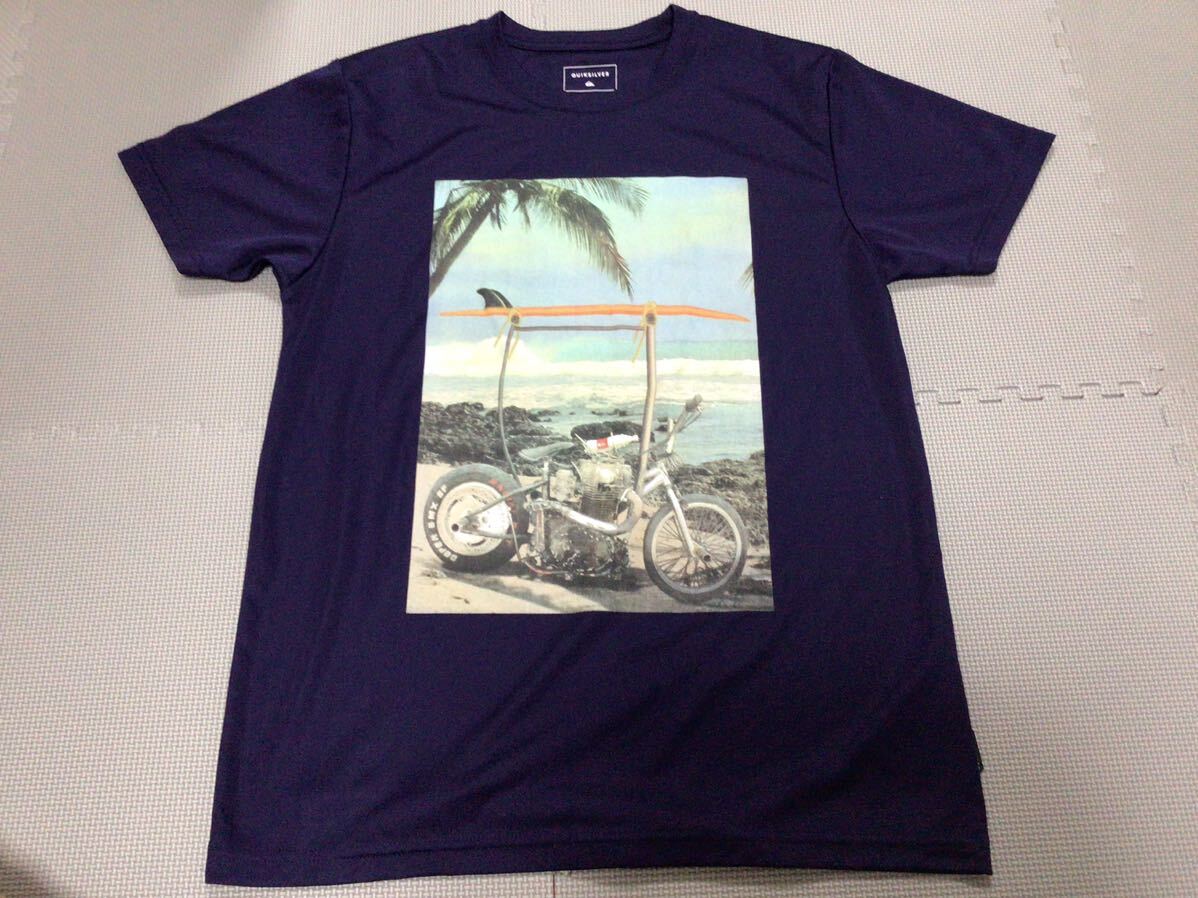 クイックシルバー QUIKSILVER 半袖ラッシュガード ネイビー 紺 S フォト柄 Tシャツ風 QLY172035拍卖