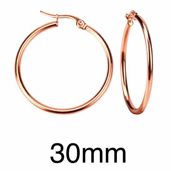 新品 316l サージカルステンレス 30mm フープピアス 18k ピンクゴールド ステンレスピアス ローズゴールド ピアス プレゼント 桃 送料無料拍卖