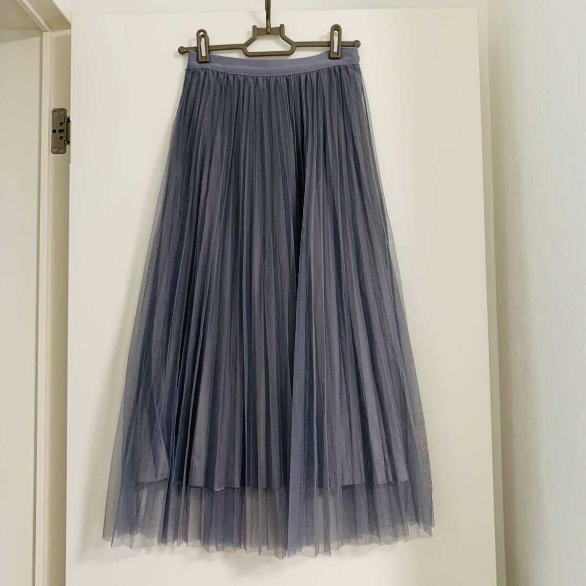 ロングスカート リバーシブル レーススカート グレー L 美品 秋冬物 拍卖