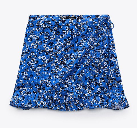 新品 定価3990円 ZARA ザラ 青 ミニ スカートS 花柄 プリント サロン スカート ボタニカル 拍卖