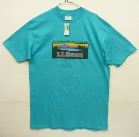 80s デッドストック USA製 L.L. Bean エルエルビーン x Hanes ヘインズ シングルステッチ Tシャツ ターコイズ DEADSTOCK 80年代 アメリカ製拍卖