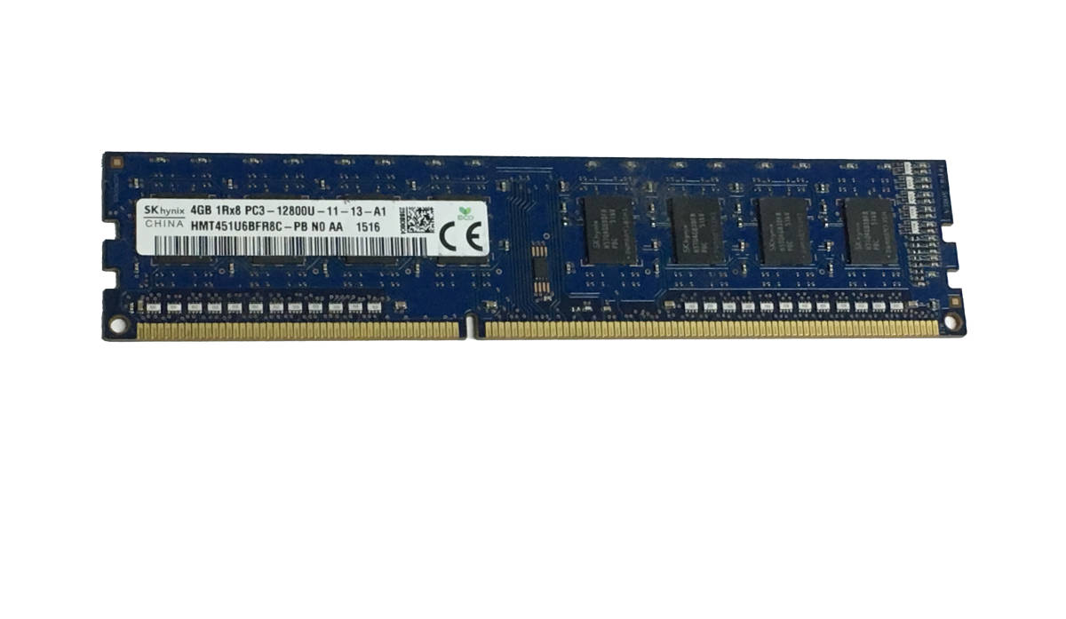 【中古パーツ】PC3 本体用 DDR3 メモリ hynix-SK 4GB 1R*8 PC3-12800U-11-13-A1 4GBx1枚 計4GB ■M(118)拍卖