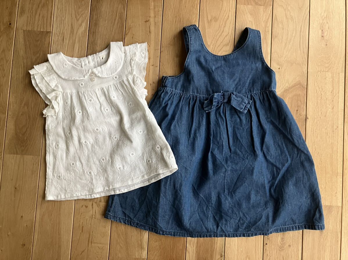 美品 女の子 ベビー フリルトップス ジャンスカ セット 95センチ拍卖