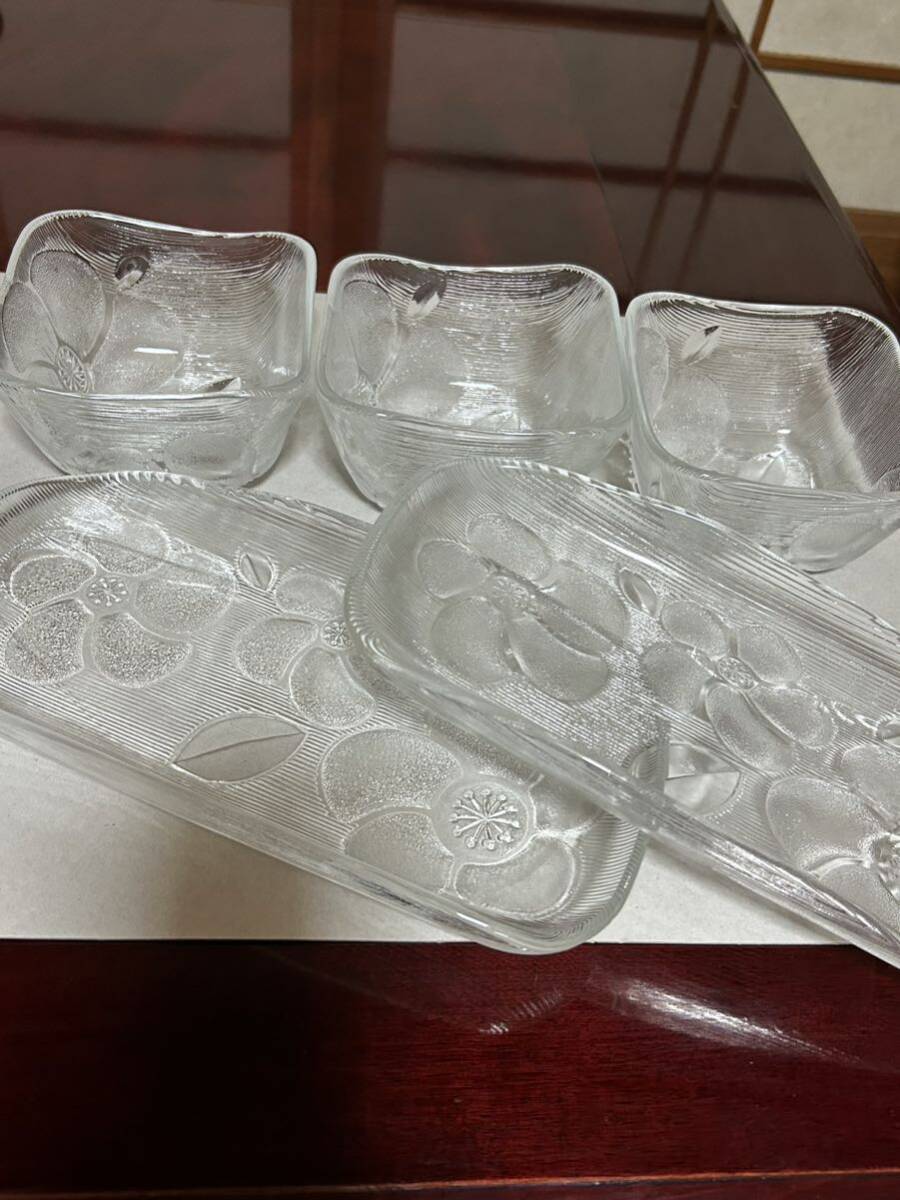 懐かしい昭和レトロ ガラス 食器 クリスタル プレート ガラス食器 懐かしい夏ガラス小鉢セット拍卖