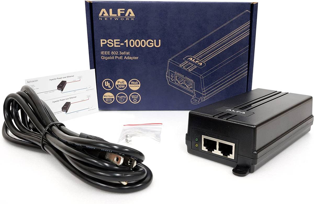 ALFA NETWORK ALFA PSE-1000GU 48V 30W ギガビット Giga PoEインジェクター IEEE802.3at/af対応 WAPM-1266R動作確認済み UL認証取得拍卖