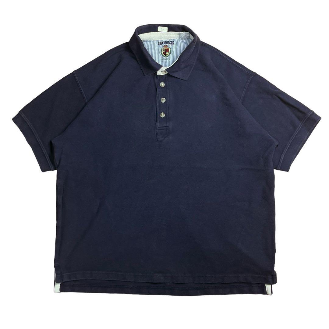 ポロシャツ 半袖 ゴルフ ネイビー アメカジ シンプル拍卖