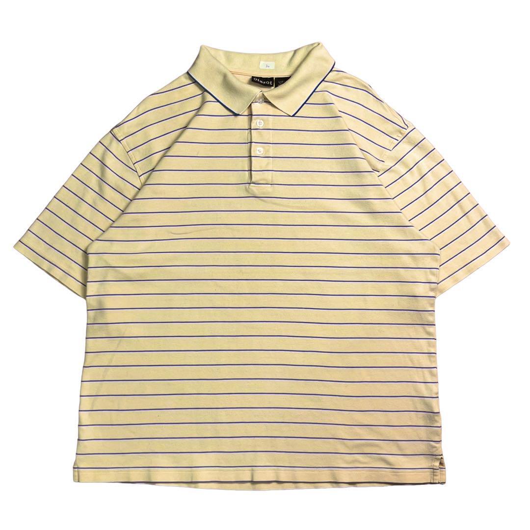 ポロシャツ 半袖 ゴルフ ボーダー イエロー シンプル 定番拍卖