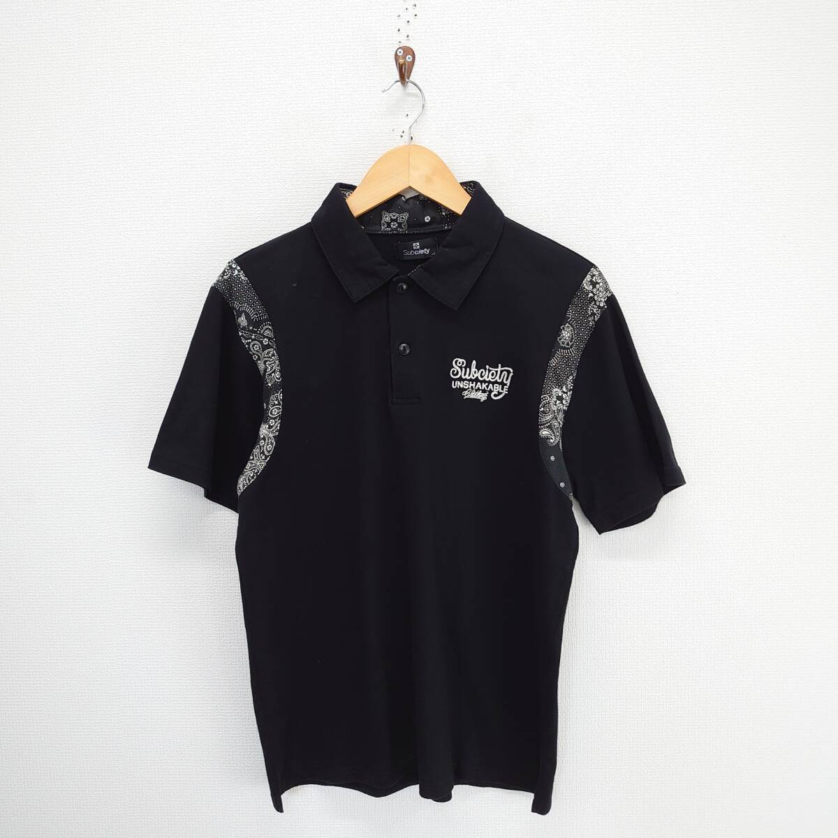 Subciety サブサエティ 半袖 ポロシャツ バックプリント メンズ コットン M 10112651拍卖
