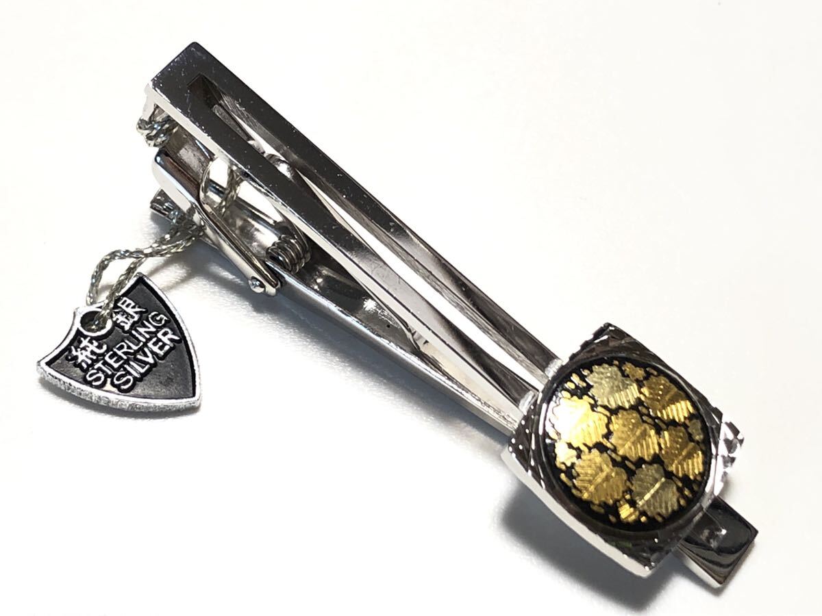 AMITA(アミタ) 純金象嵌 純銀(STERLING SILVER) 8.1g 蔦の葉尽くし デザイン タイピン 未使用S拍卖