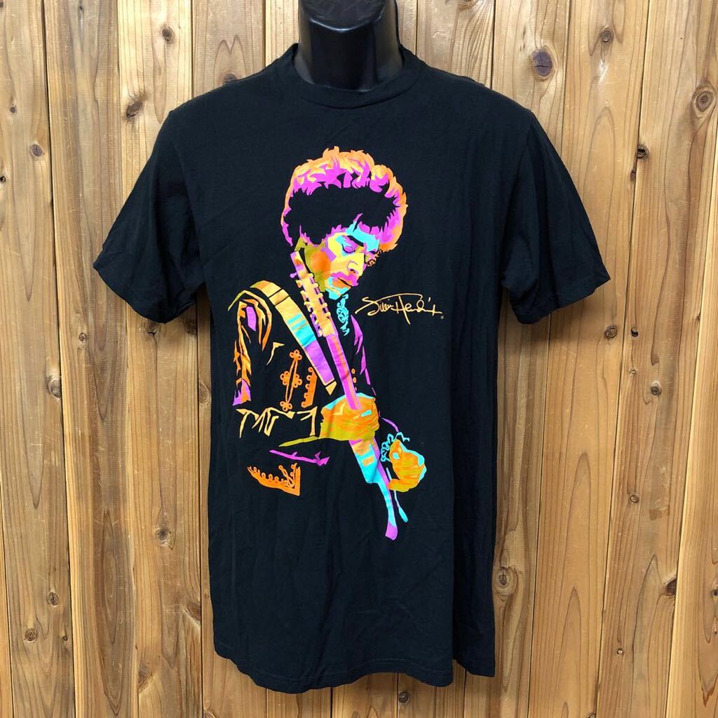 AUTHENTIC HENDRIX /メンズM 半袖Tシャツ トップス ブラック JIMI HENDRIX ジミ ヘンドリックス プリントTシャツ バンドTシャツ 古着拍卖