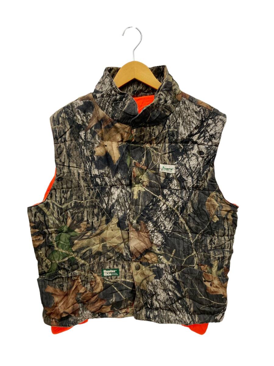 MOUNT'N PRAIRIE 90s 古着 中綿ベスト リアルツリーカモ 迷彩 リバーシブル モールスキン L カーキ系×オレンジ メンズ/028拍卖