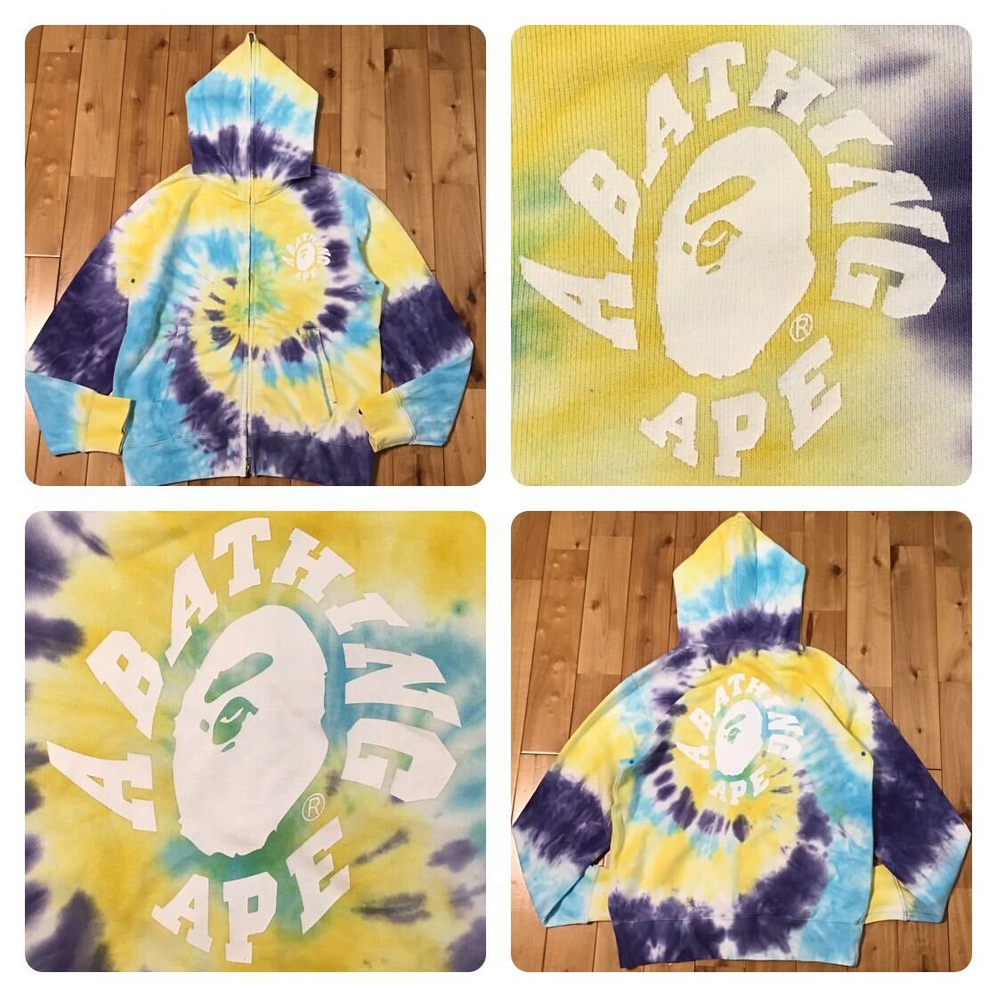 タイダイ BAPE LOGO フルジップ パーカー Sサイズ a bathing ape full zip hoodie TIE DYE エイプ ベイプ アベイシングエイプ w6157拍卖