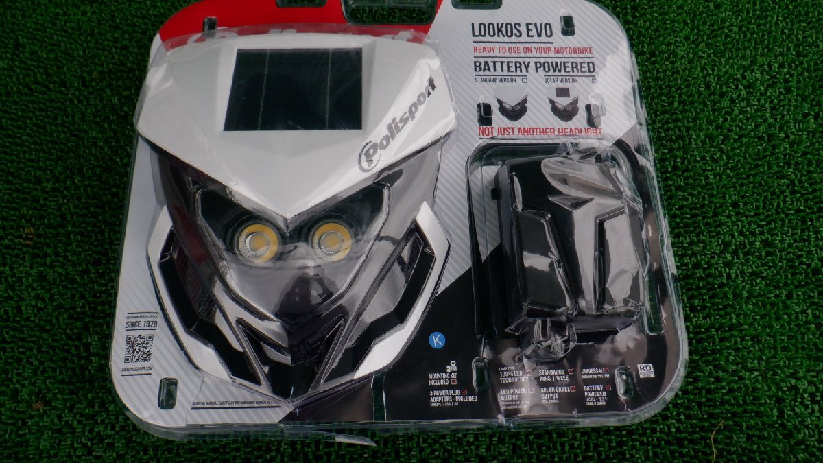 新品!POLISPORT☆ポリスポーツ☆LOOKOS EVO バッテリー付きヘッドライト☆太陽パネル付き☆ホワイト/ブラック拍卖