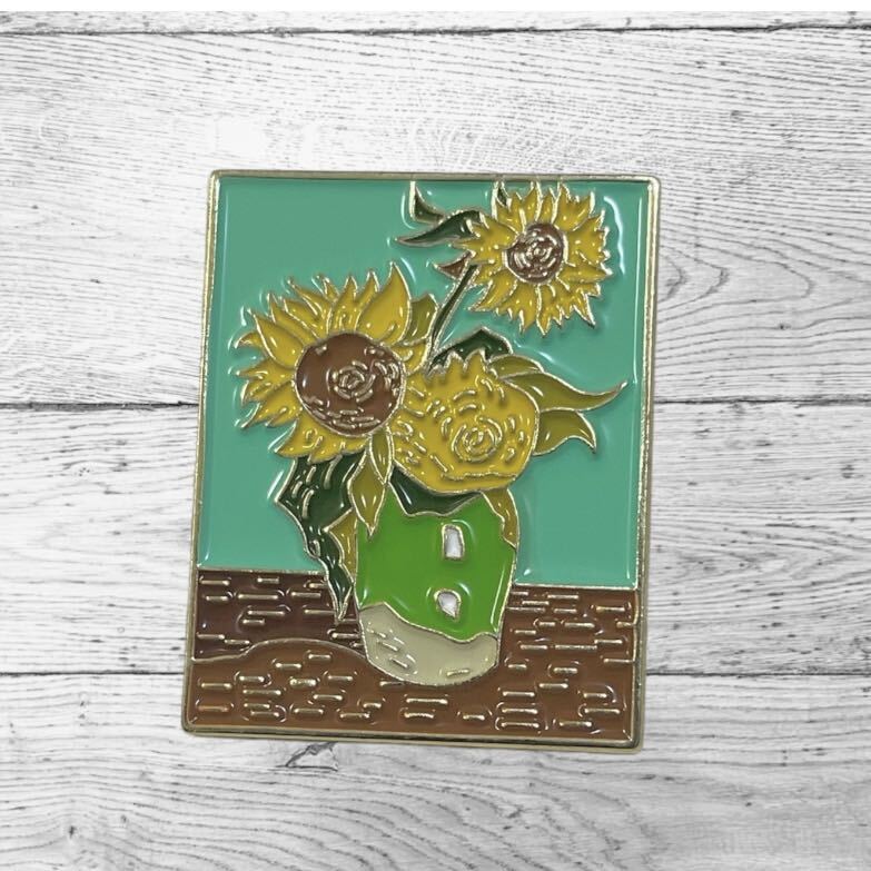 040 ピンバッジ ピンズ ブローチ ゴッホ ひまわり 偉人 ヴィンテージ拍卖