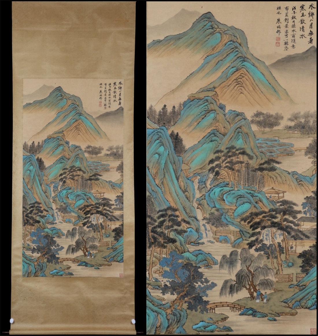 古美術 掛け軸 中国・近現代 「朱梅邨書」 紙本 【春山聴瀑図】 立軸 書道 巻き物 真筆逸品 肉筆保証 唐物 古画 LT-24573拍卖